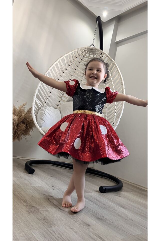 Kız Çocuk Minnie Mouse Kostüm, Mini Fare Kostüm 5 Yaş