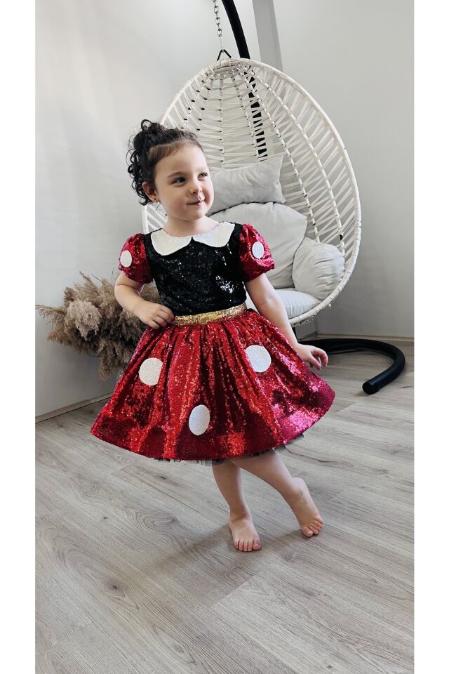 Kız Çocuk Minnie Mouse Kostüm, Mini Fare Kostüm 4 Yaş
