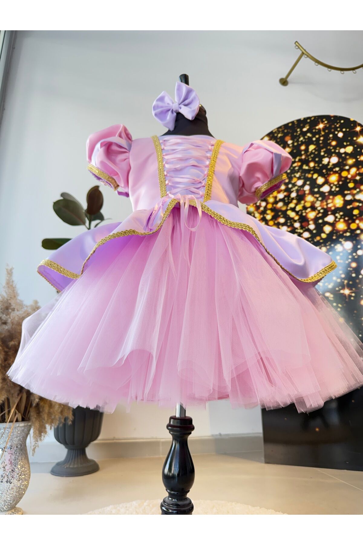 Kız Çocuk Rapunzel Kostümü, Rapunzel Elbisesi, Parti Elbisesi, Doğum Günü Parti Elbisesi