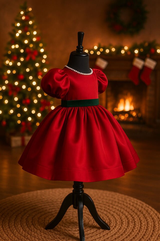 Kız Çocuk Kırmızı Yılbaşı Elbisesi, Yeni Yıl Elbisesi