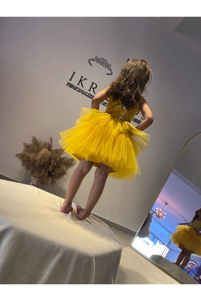 Kız Çocuk Sarı Elbise Kız Çocuk Abiye
