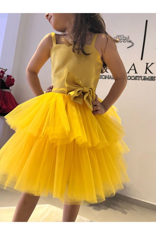 Kız Çocuk Sarı Elbise Kız Çocuk Abiye
