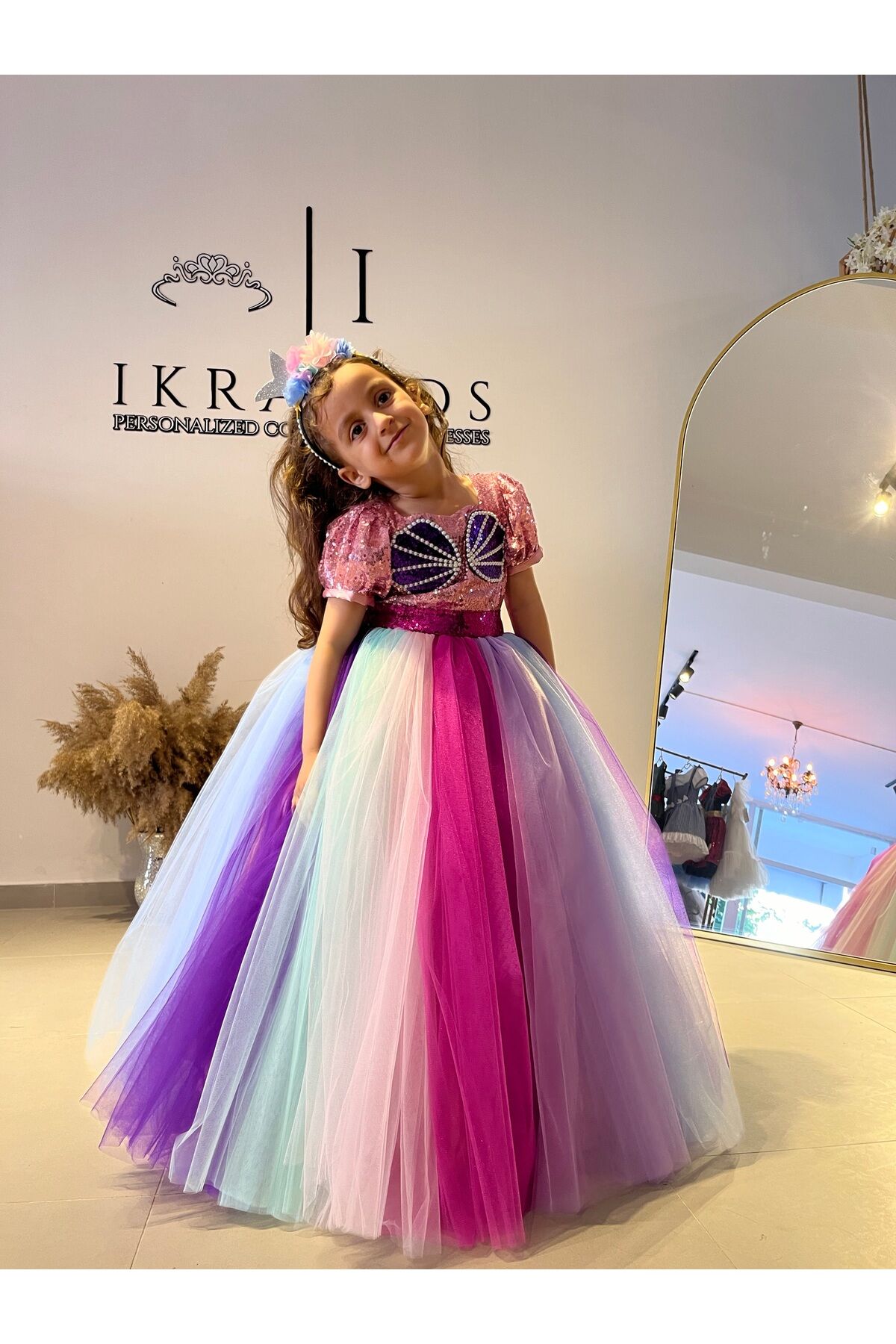 Kız Çocuk Deniz Kızı Kostümü, Kız Çocuk Kabarık Deniz Kızı Elbisesi