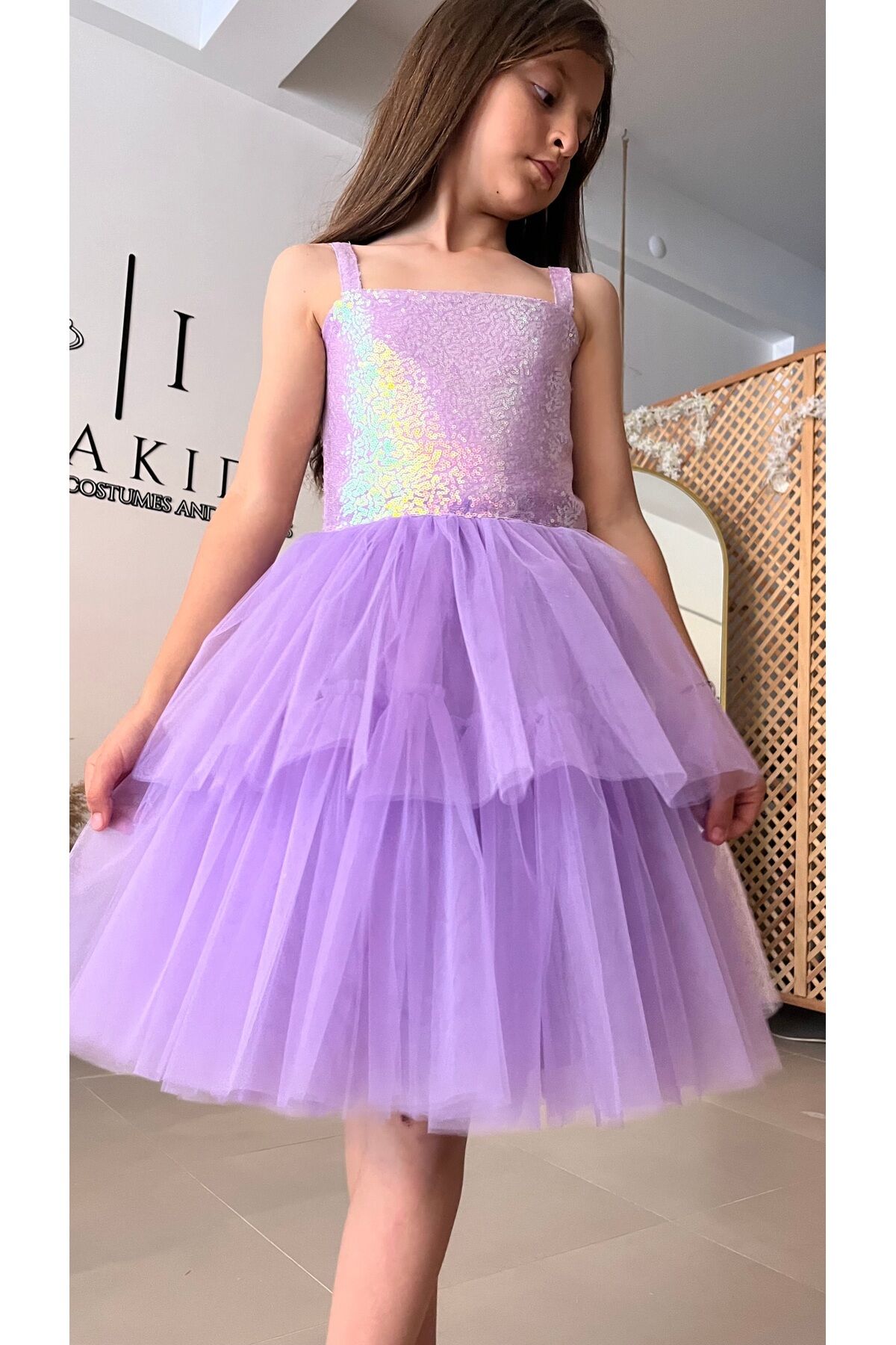 Kız Çocuk Lila Elbise, Kız Çocuk Lila Abiye Elbise, Mezuniyet Elbisesi