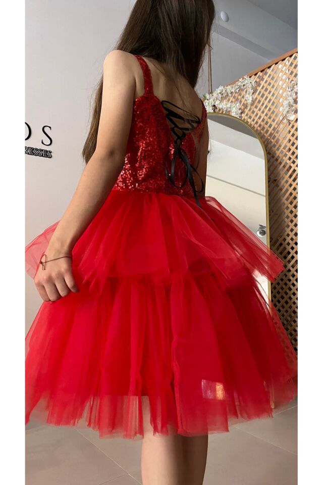 Kız Çocuk Kırmızı Abiye Elbise