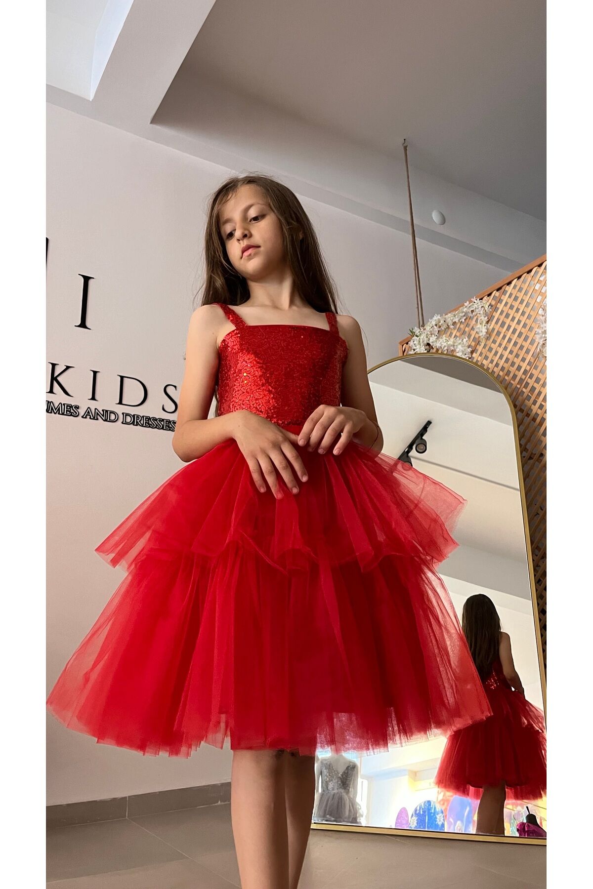 Kız Çocuk Kırmızı Abiye Elbise
