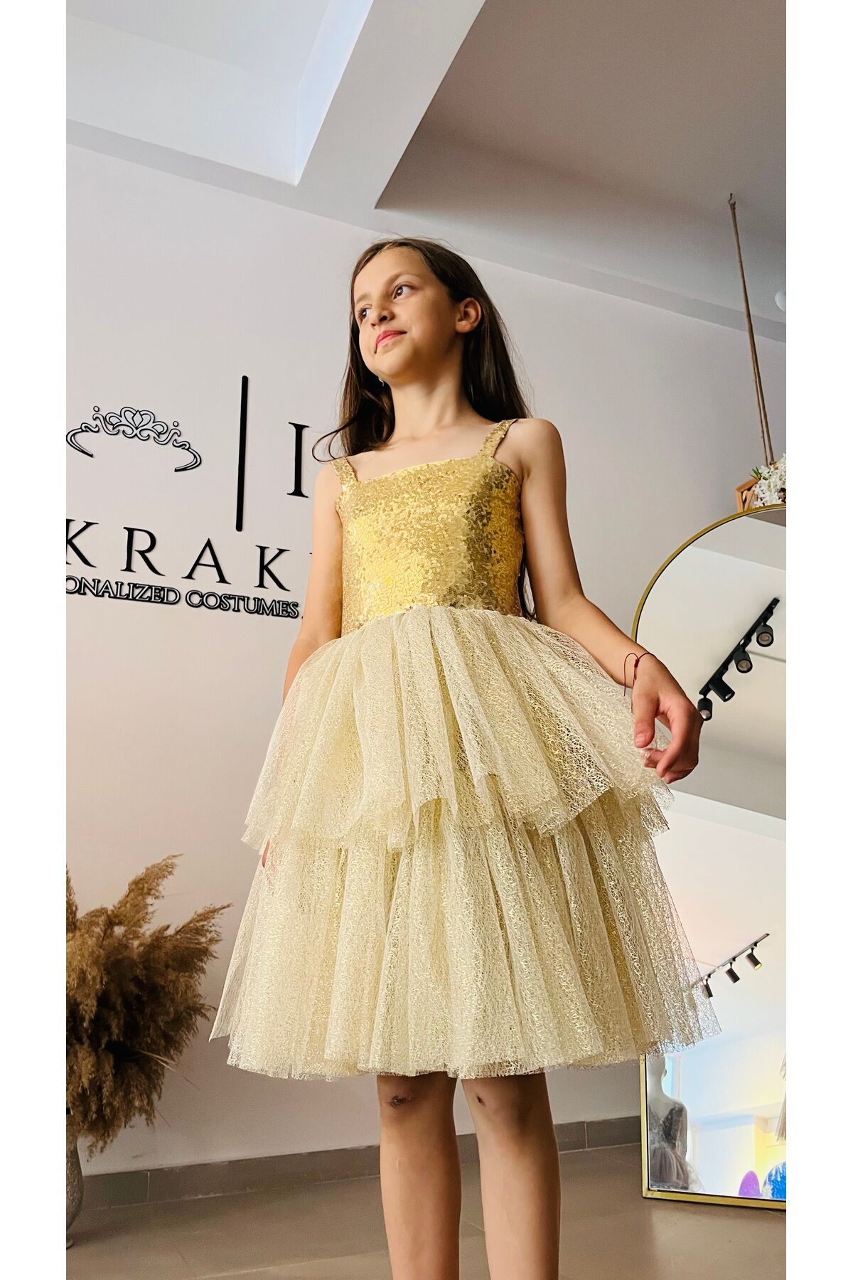 Kız Çocuk Gold Abiye Ebise