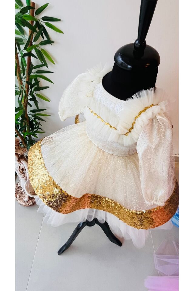 Bebek Mevlüt Elbisesi, Gold Elbise, Kız Çocuk Elbise