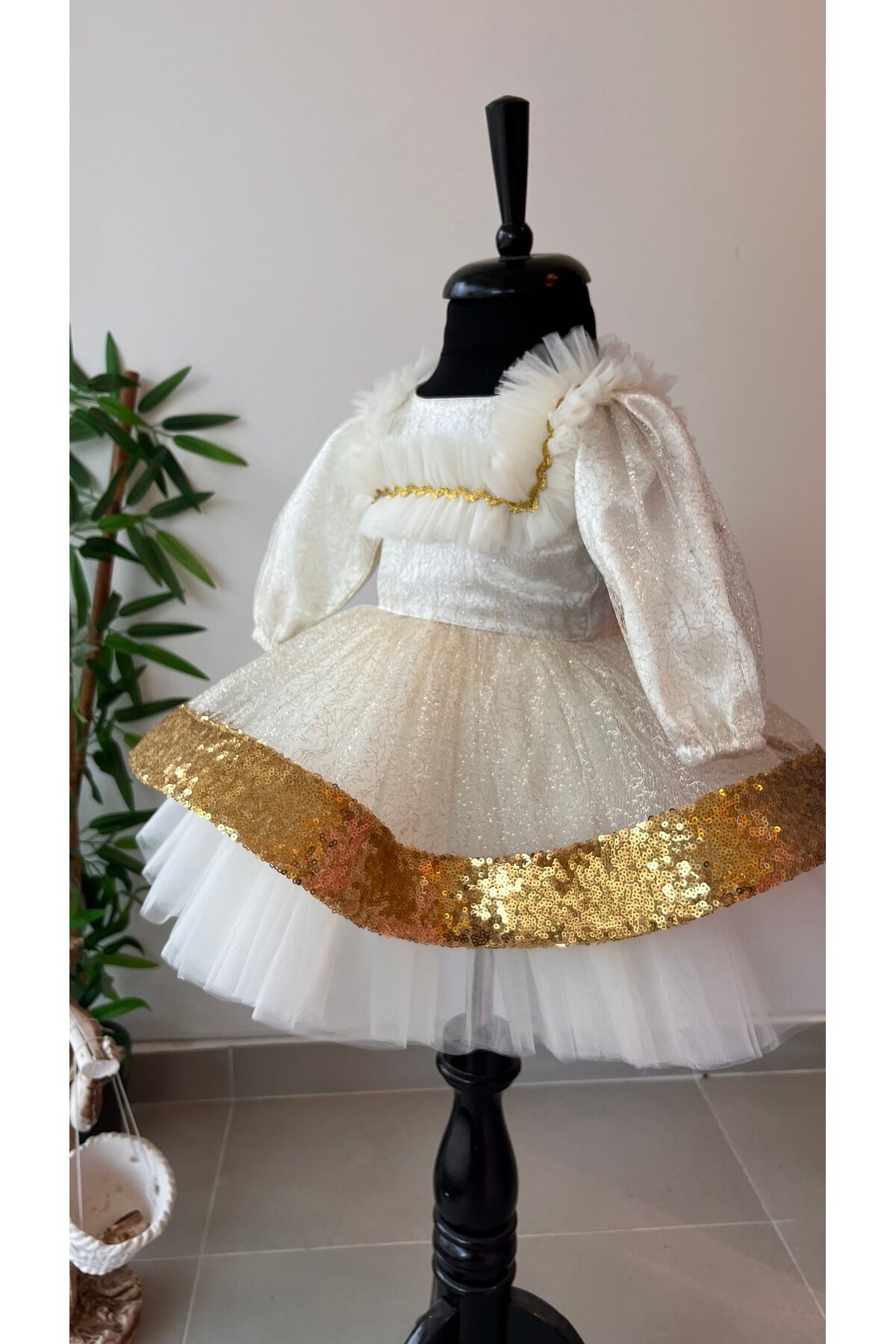 Bebek Mevlüt Elbisesi, Gold Elbise, Kız Çocuk Elbise