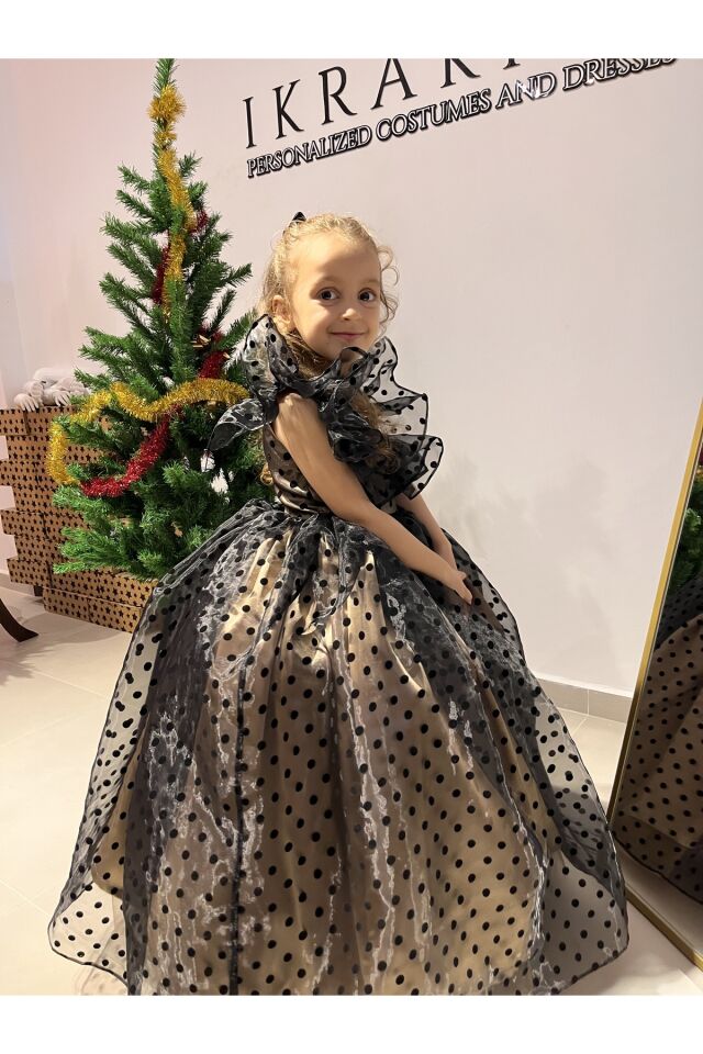 Kız Çocuk Puantiyeli Kabarık Elbise