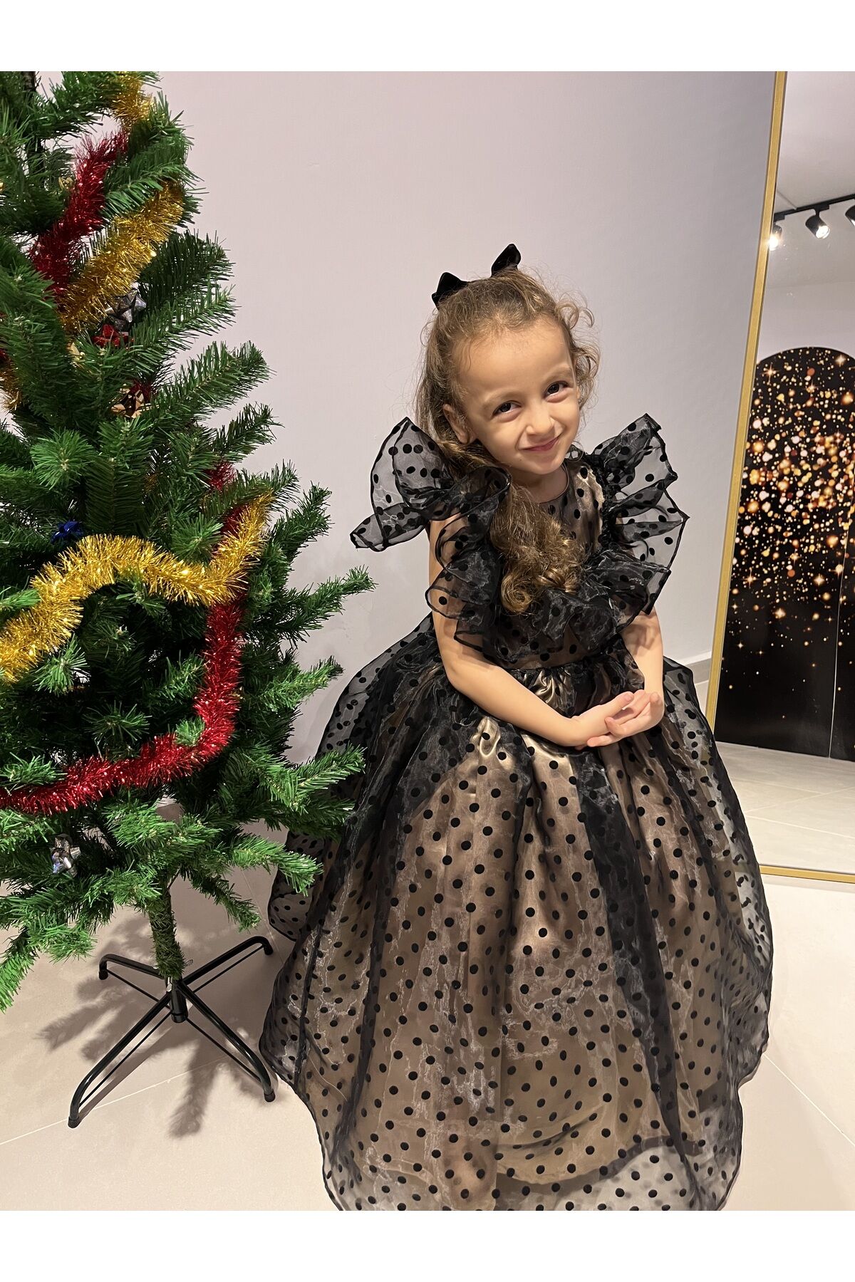 Kız Çocuk Puantiyeli Kabarık Elbise
