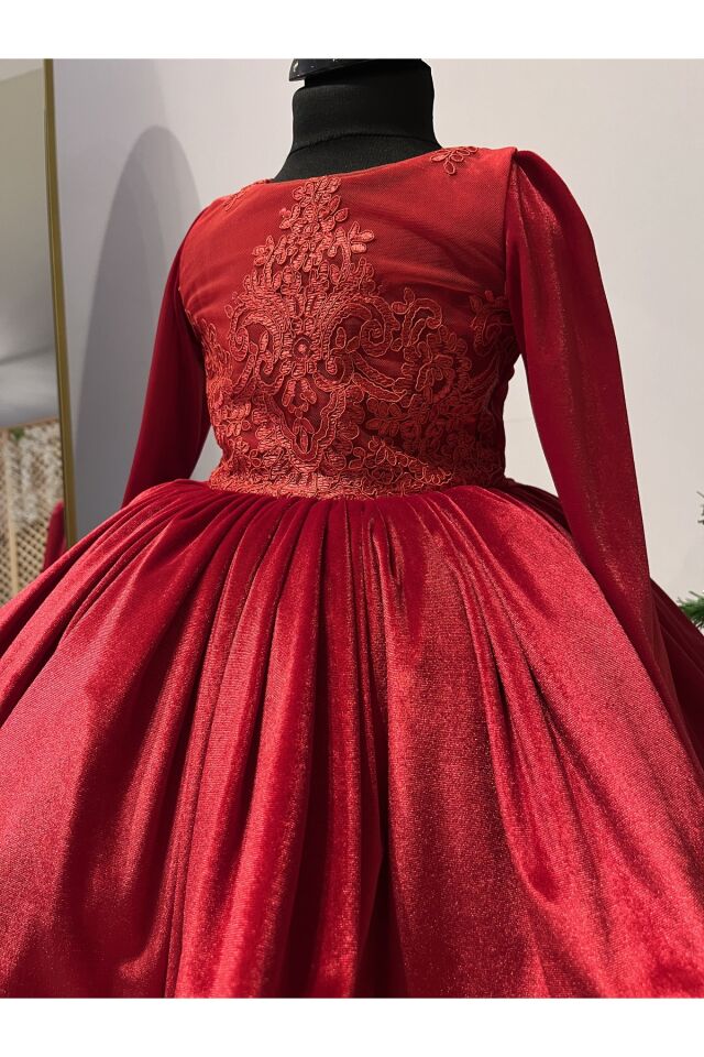 Kırmızı Kadife Noel Elbisesi