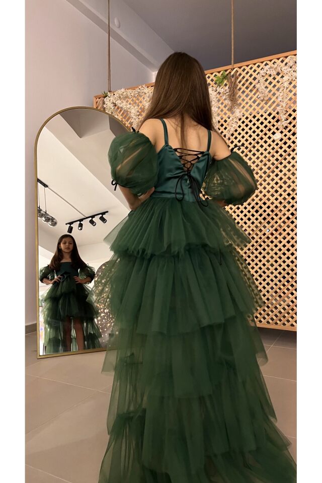 Kız Çocuk Yeşil Abiye Elbise
