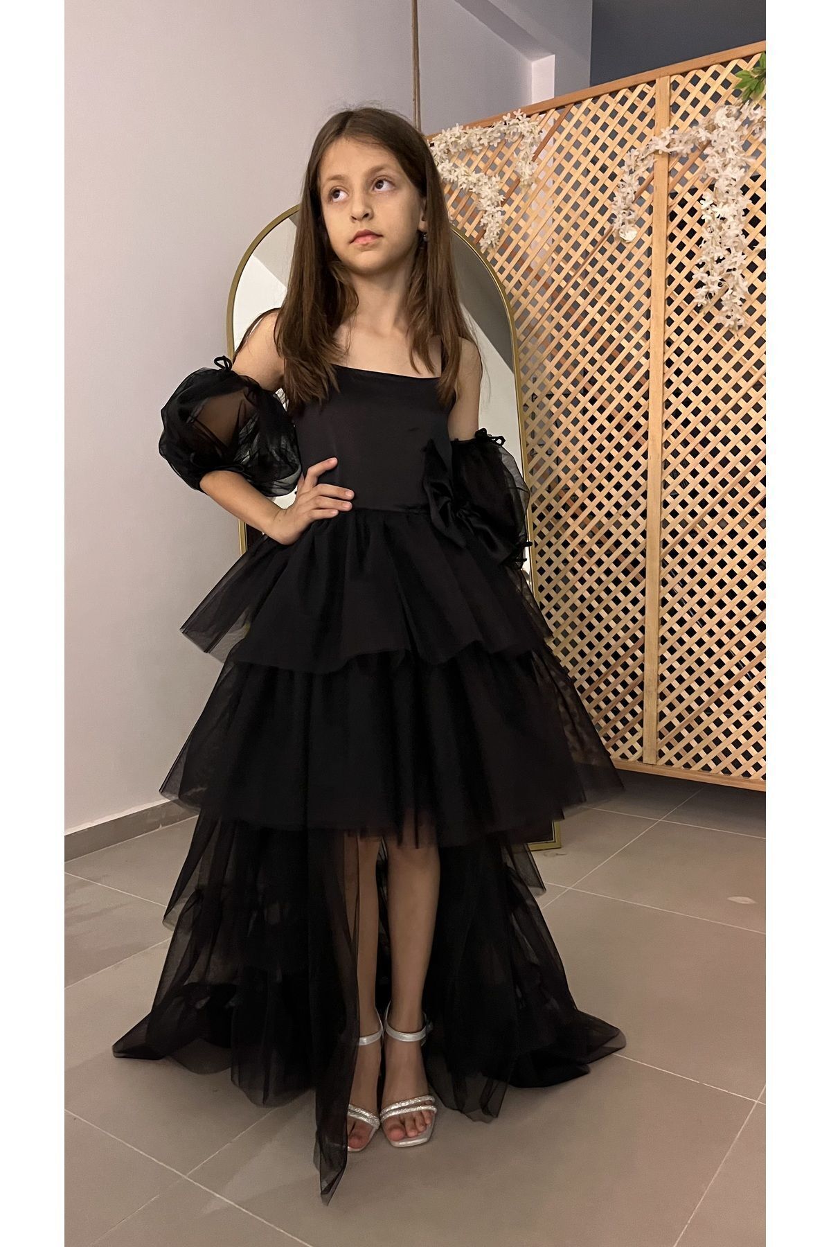 Kız Çocuk Siyah Kuyruklu Abiye Elbise, Kız Çocuk Elbise