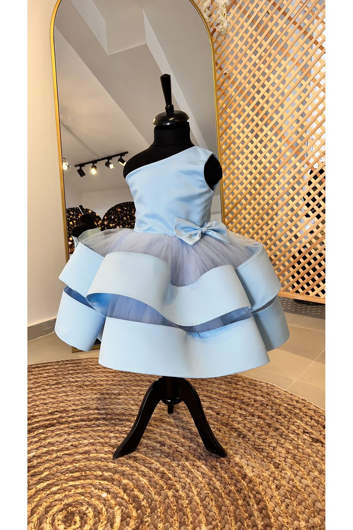 Kız Çocuk Mavi Abiye Elbise, Kız Çocuk Bebe Mavisi Elbise, Kız Çocuk Açık Mavi Abiye Elbise