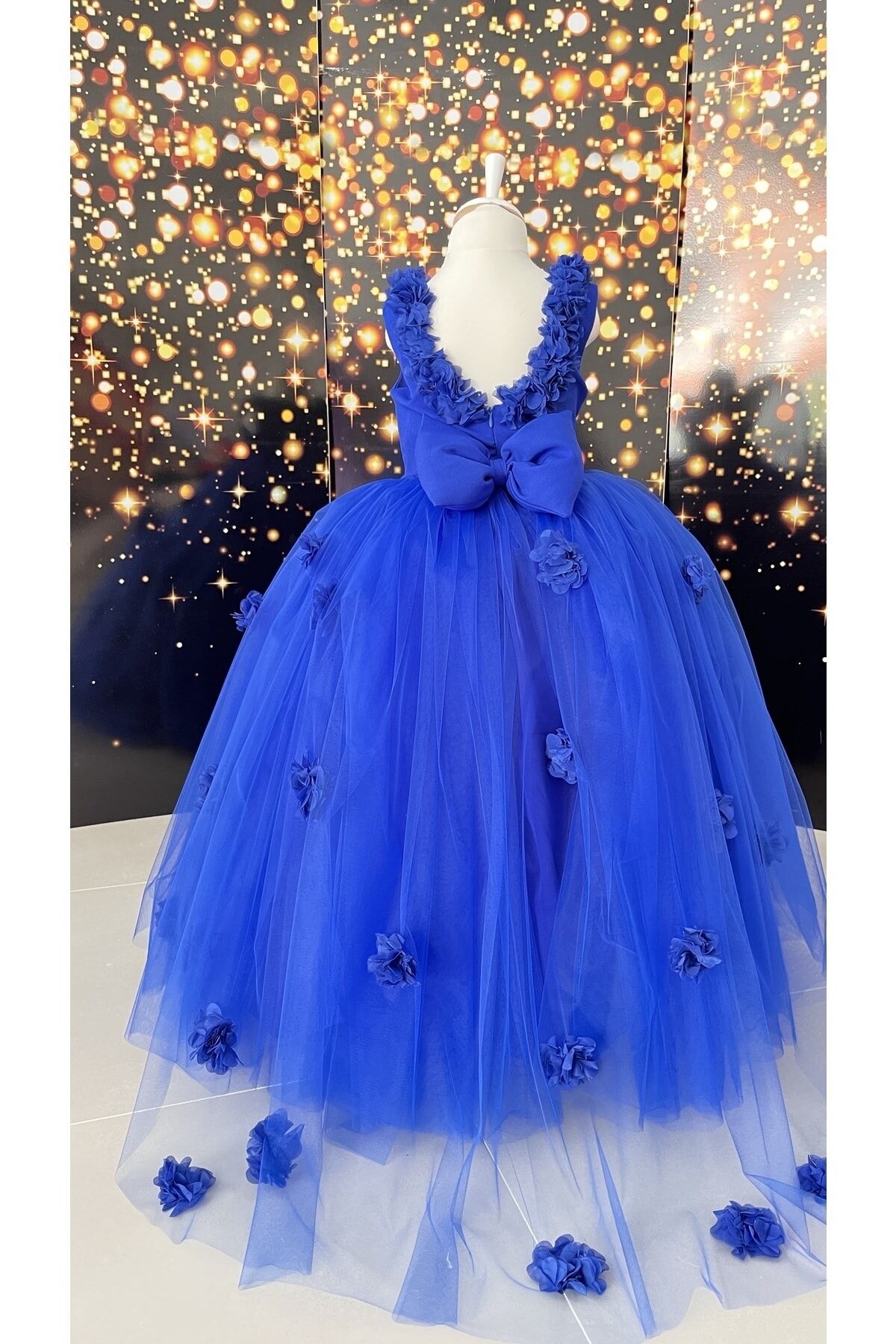 Kız Çocuk Mavi Kabarık Elbise