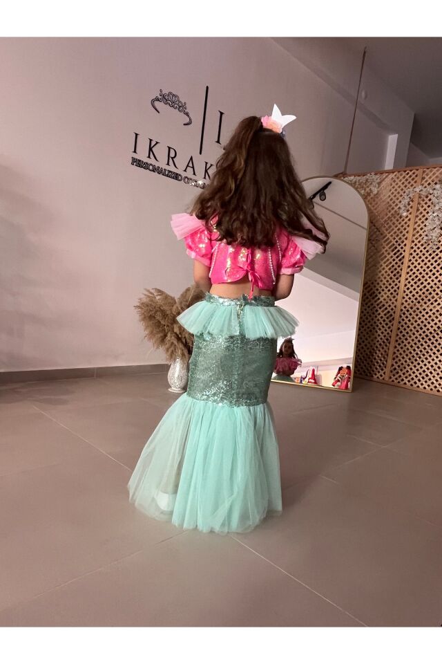 Kız Çocuk Deniz Kızı Kostümü, Deniz Kızı Kostüm, Yeni Model 7 Yaş