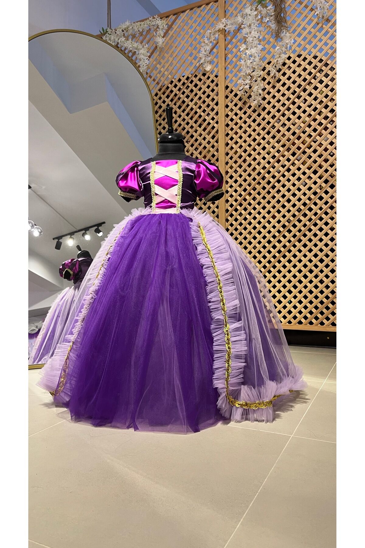 Rapunzel Kostümü, Kız Çocuk Rapunzel Elbisesi 8 Yaş