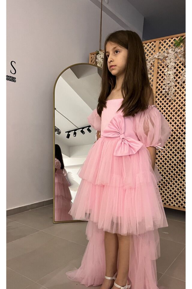 Kız Çocuk Pembe Abiye Elbise 7 Yaş