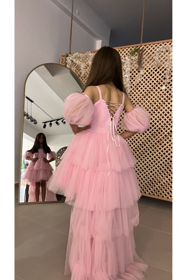 Kız Çocuk Pembe Abiye Elbise 7 Yaş