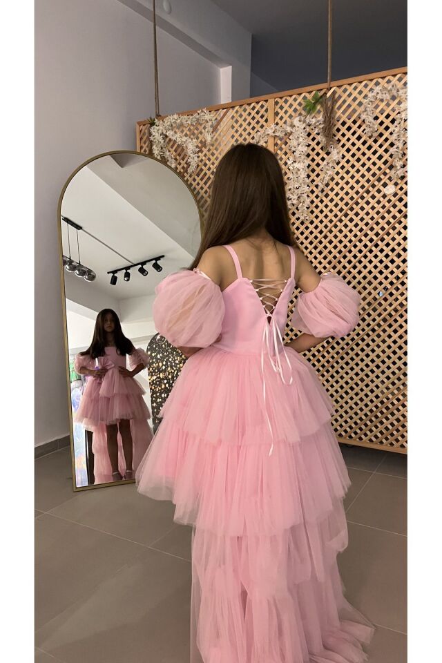 Kız Çocuk Pembe Abiye Elbise 7 Yaş